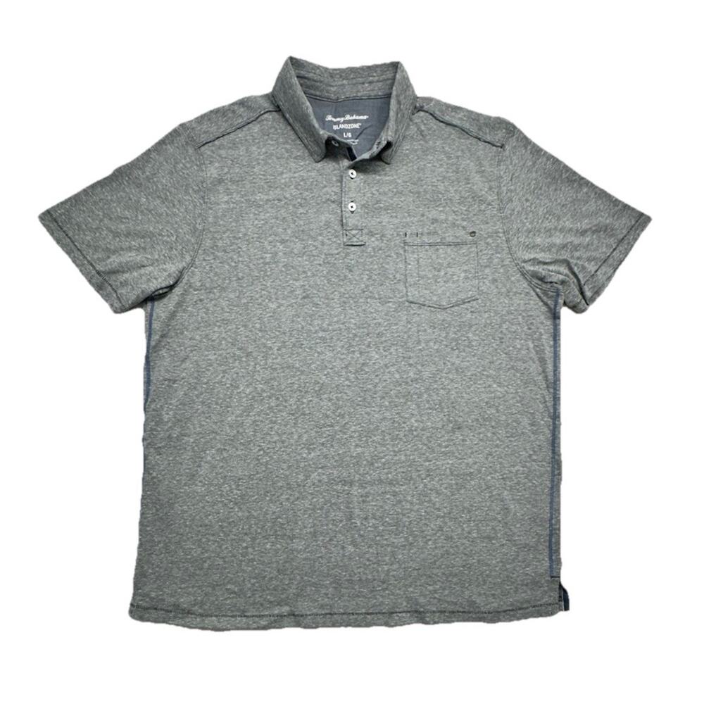 Tommy Bahama Mens Shirt L Gray Islandzone Short Sleeve Golf Polo